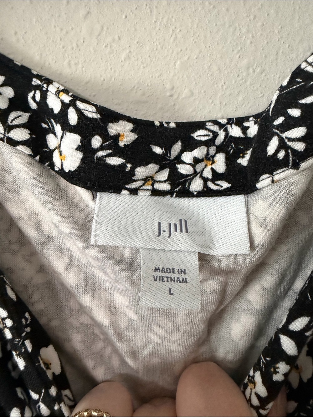 J. Jill Black Floral Button Front Midi Dress Women’s Size Large L Cottagecore - Picture 4 of 8